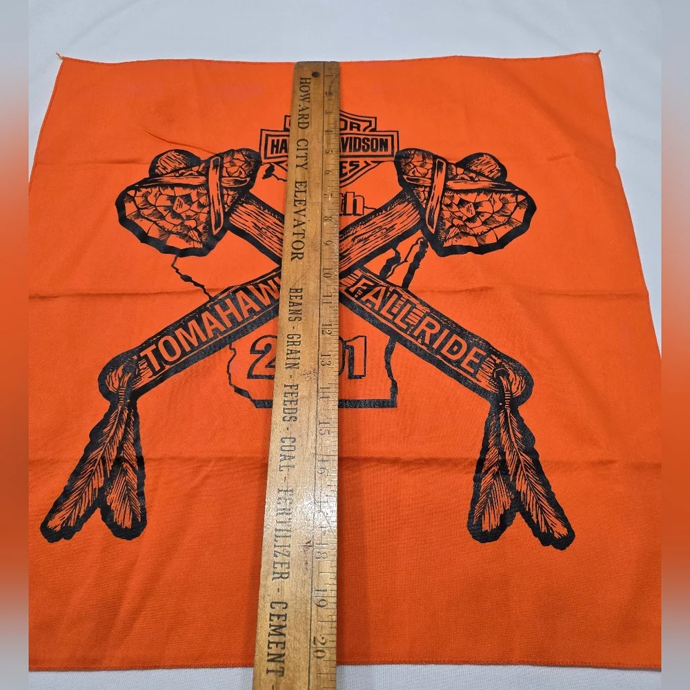 Vintage Y2K 2001 Harley-Davidson Tomahawk Fall Ride Orange Bandana